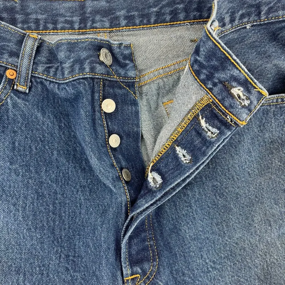 Levi's‎ 501 Men's Blue Denim Button Fly Jeans 38/27 Relaxed Classic Fit